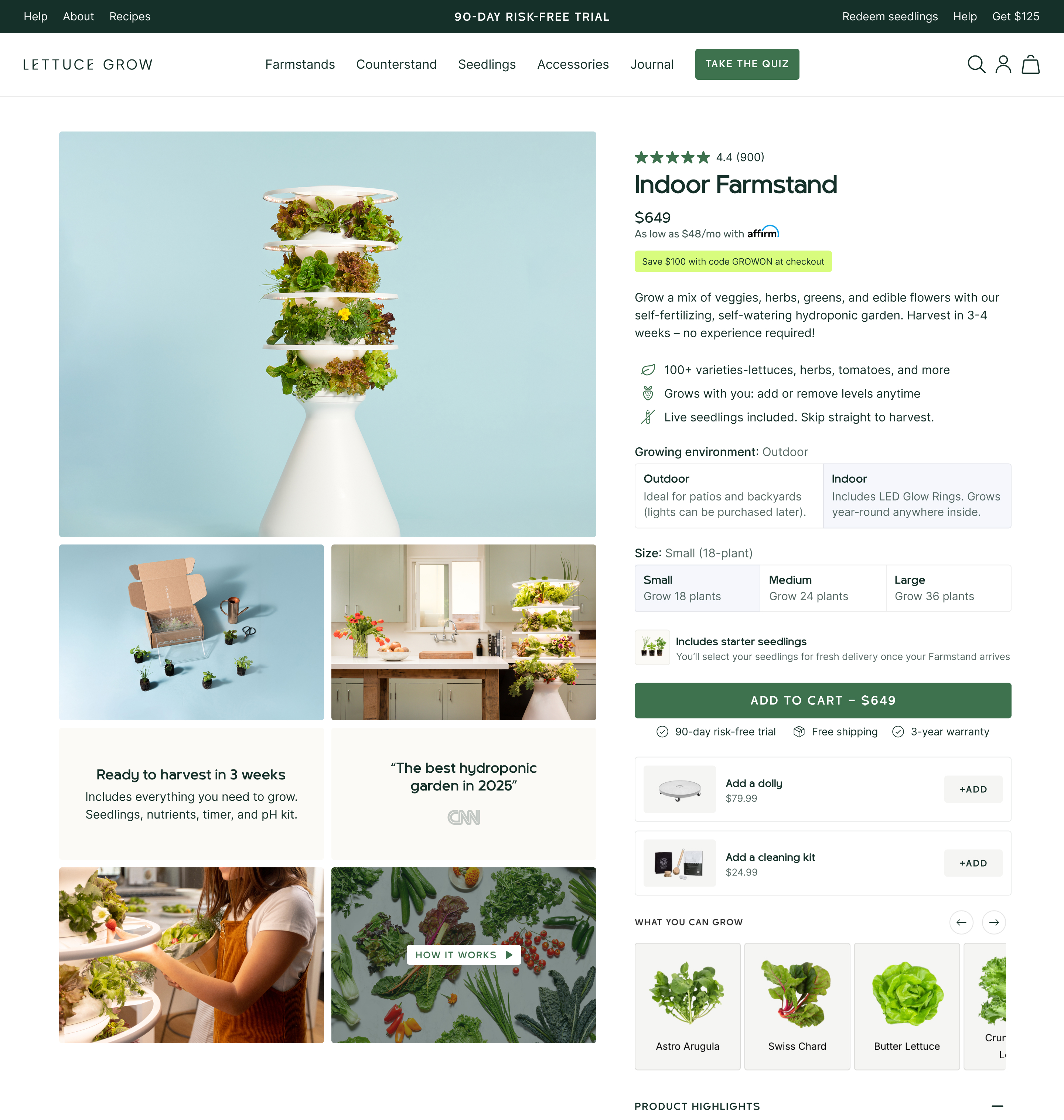 Lettuce Grow Indoor Farmstand product page