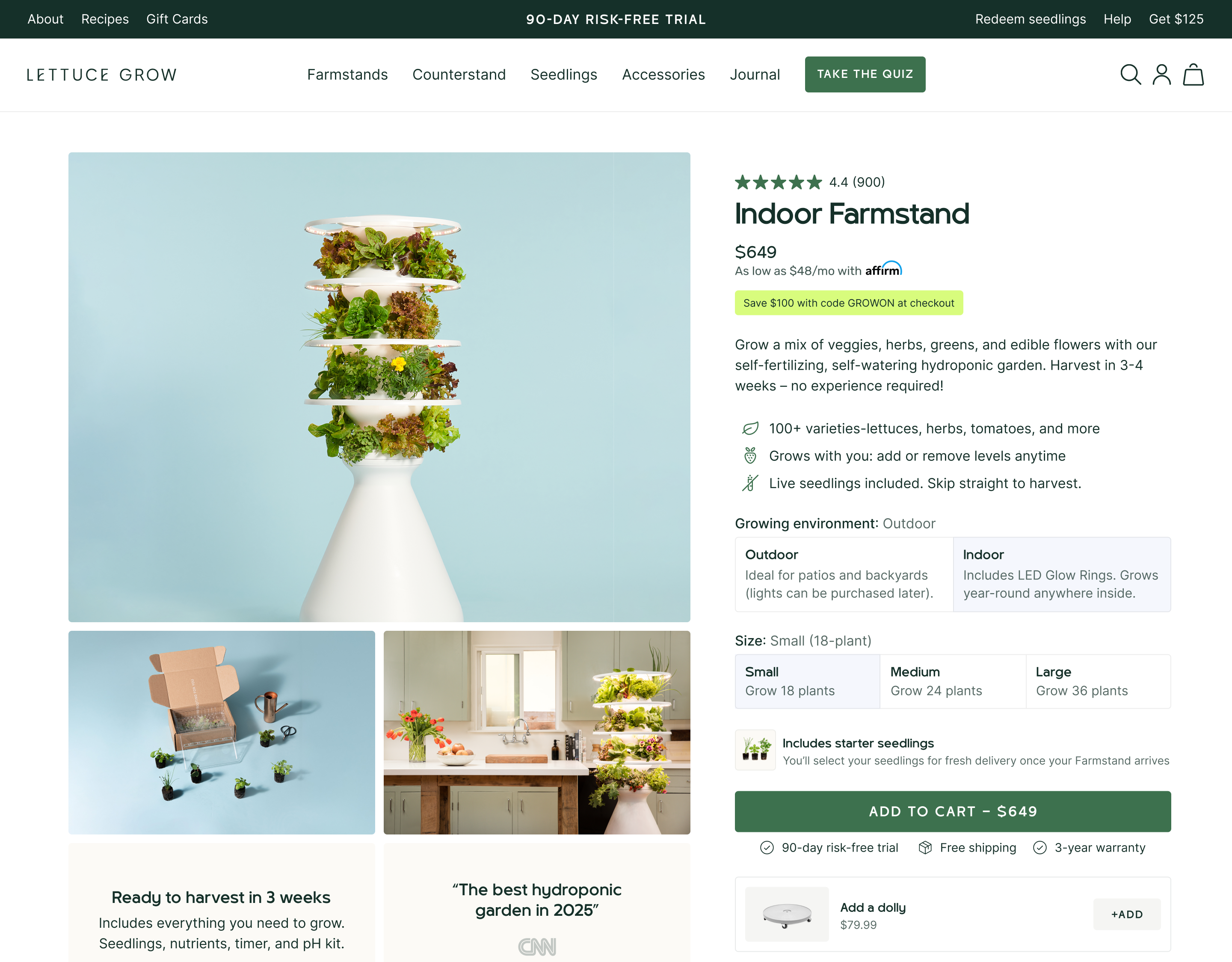 Lettuce Grow Indoor Farmstand product page